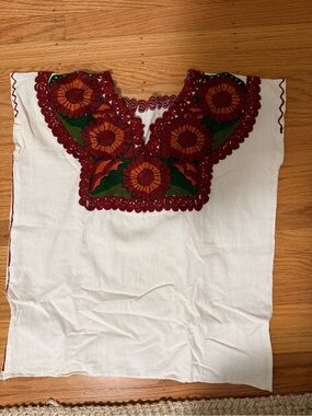 Hand embroidered flowered top from Mexico